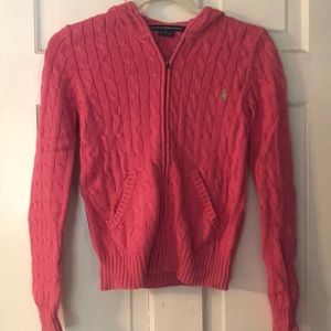 Size S Pink Zip Up Hooded Ralph Lauren Sweater